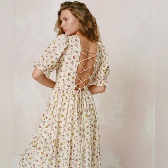 Christy Dawn Amalia Dress in Cream Garden XS - Picture 3 of 7